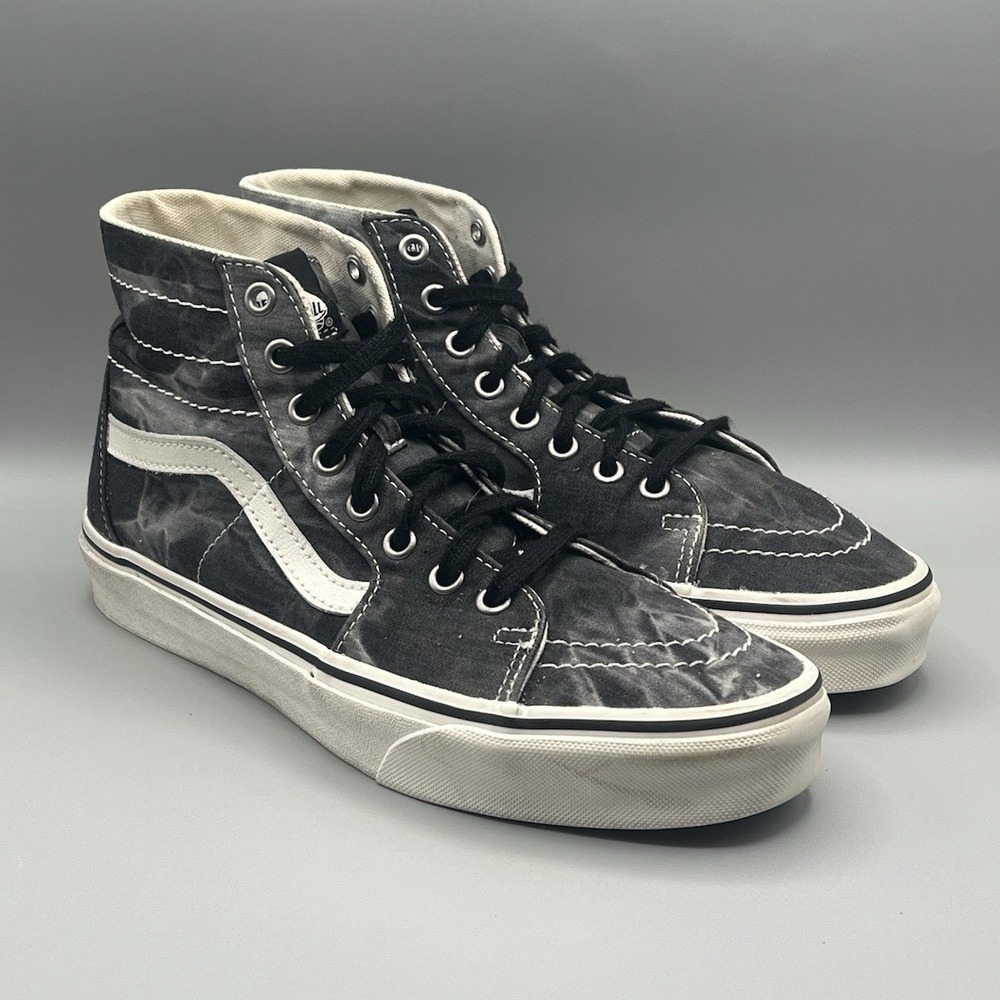 Vans Sk8-Hi Washed Black Gray High Top Skate Shoes - Men's Size‎ 8 USED